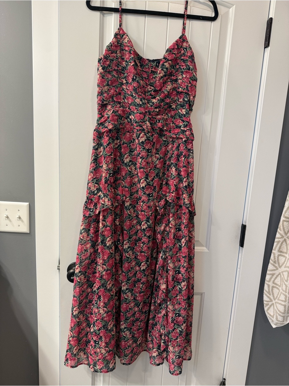 VICI Pink Floral Maxi Dress with Spaghetti Straps